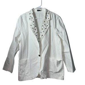 Vintage‎ Blair Boutique Women's Ivory Studded Blazer Jacket Size XL